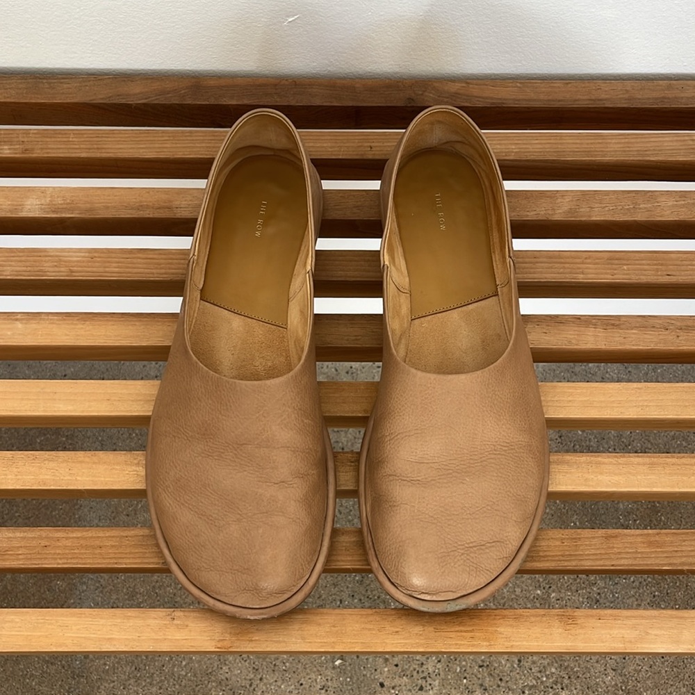 The Row Canal Flats in Beige Leather 37.5